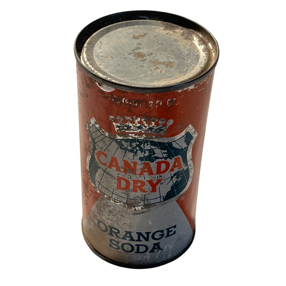 Vintage Canada Dry Orange Soda Flat Top Steel Can 12oz Retro Advertising Patina